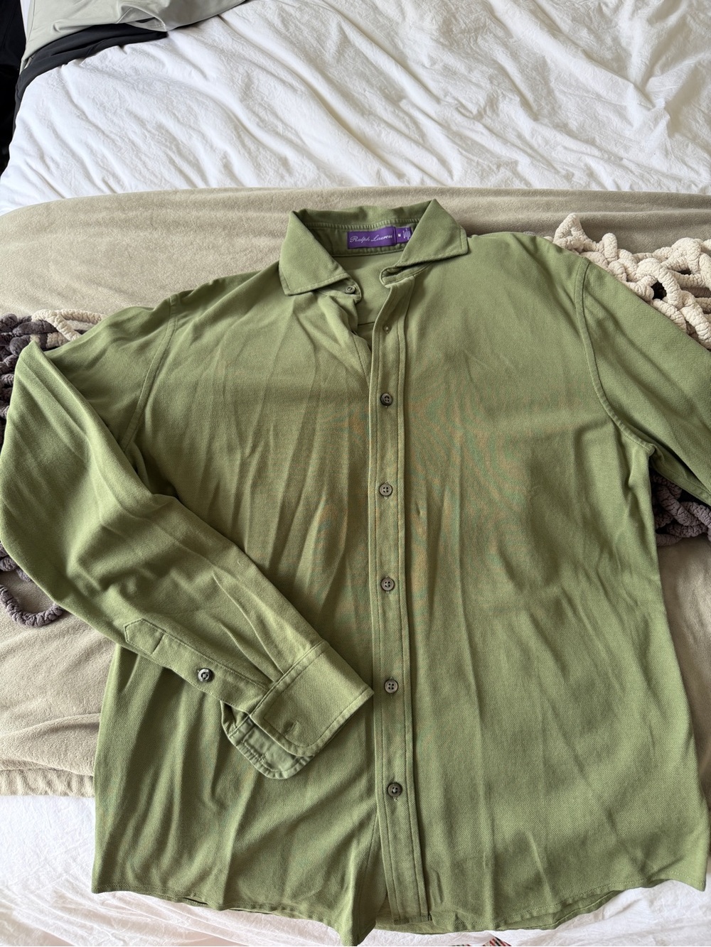 Ralph Lauren Purple Label Green Button-Up Shirt